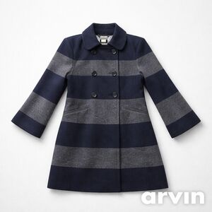 Navy and Gray Striped Kids Coat